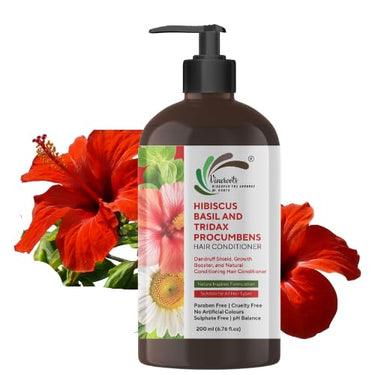 Vineroots Hair Conditioner with Hibiscus, Basil & Tridax | For Deep Conditioning, Smoothness & Shine | Sulfate & Paraben-Free | 200ml | Get a Free Neem Comb